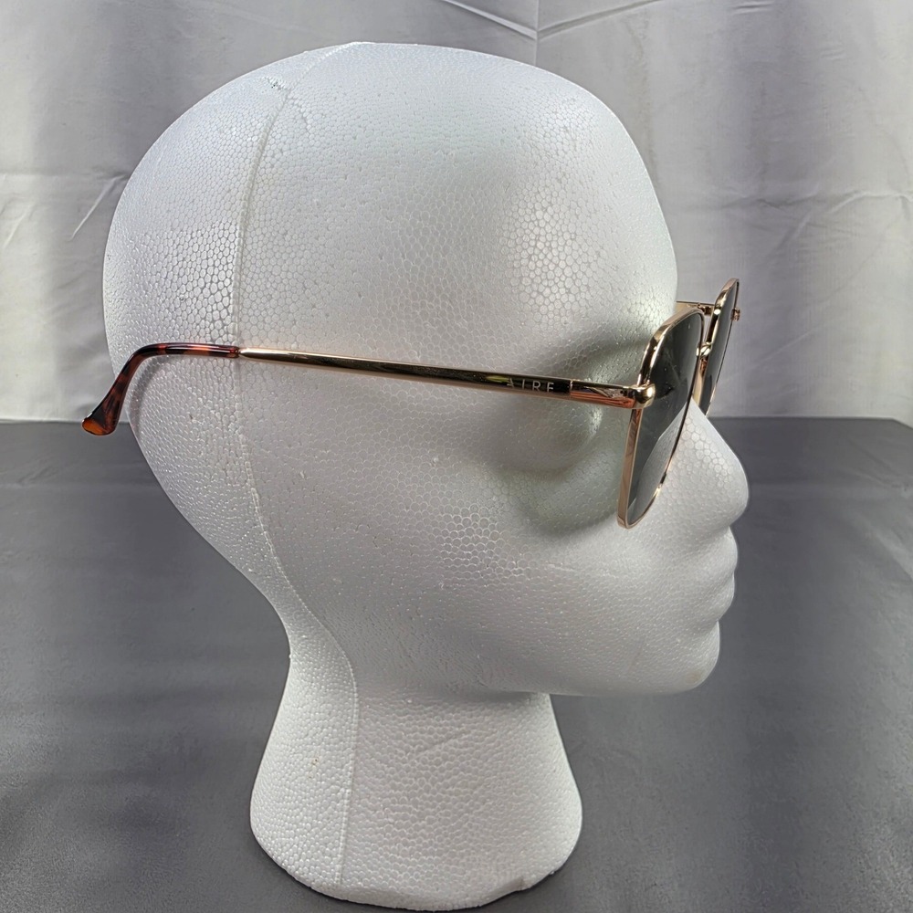 AIRE Sunglasses Gold Metal Frame Square Green Lens Fashion Sun Glasses - Picture 3 of 8